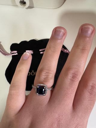 Anillo plateado Plata Gema Azul Brillante plata 92
