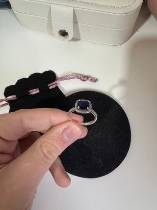 Anillo plateado Plata Gema Azul Brillante plata 92