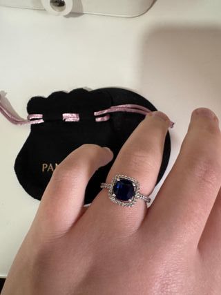 Anillo plateado Plata Gema Azul Brillante plata 92