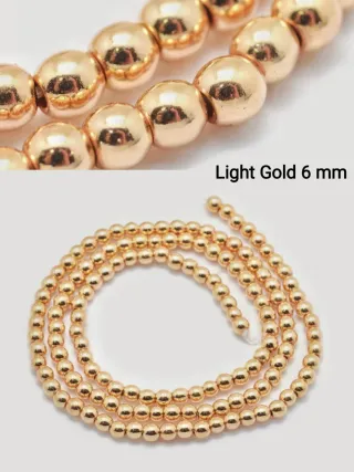 Ematite - Perline Light Gold 6 mm.