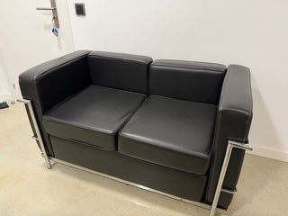 Sofá 2 plazas moderno cuero negro
