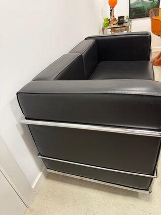 Sofá 2 plazas moderno cuero negro