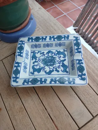 Bandeja/Cenicero Porcelana Azul y Blanco
