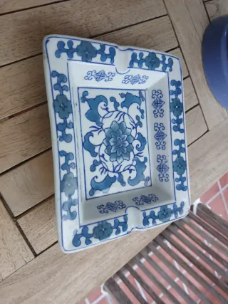 Bandeja/Cenicero Porcelana Azul y Blanco