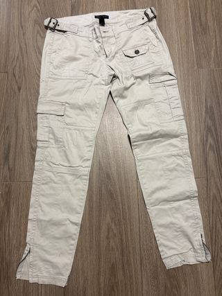 Pantalones Mango Talla 40 Beige Cargo