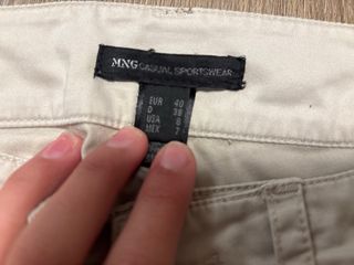 Pantalones Mango Talla 40 Beige Cargo