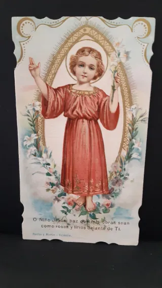 Estampa Antigua Niño Jesús Flores
