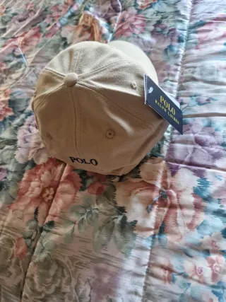 Berretto Ralph Lauren Beige Logo Blu