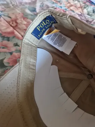 Berretto Ralph Lauren Beige Logo Blu