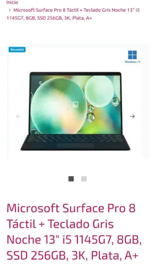 Microsoft Surface Pro 8 Táctil + Teclado