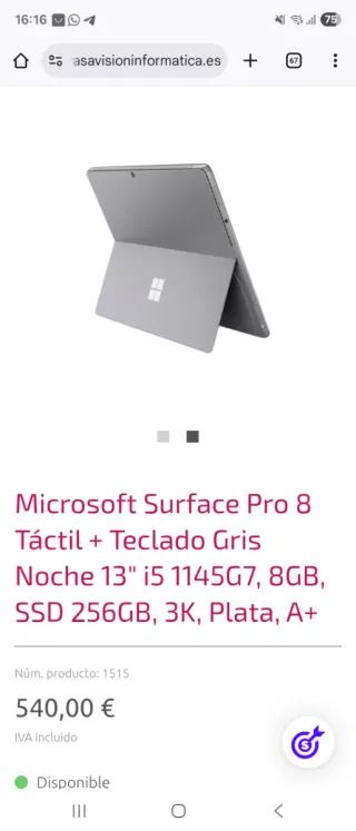 Microsoft Surface Pro 8 Táctil + Teclado
