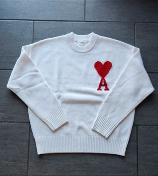 Jersey Ami Paris Blanco Corazón Rojo