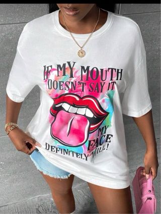 Camiseta Shein M Estampada Boca Lengua