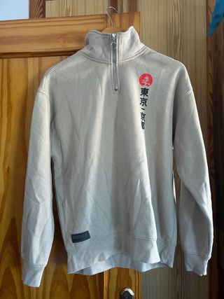 Sudadera Beige Media Cremallera Tokio