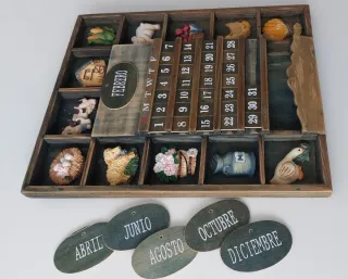 Calendario perpetuo de madera de pared, vintage