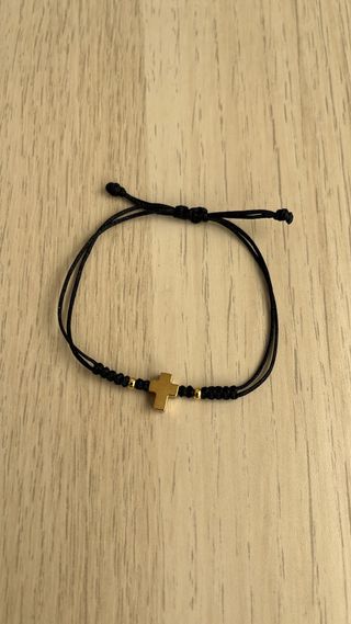 Pulsera Cruz Negra y Dorada