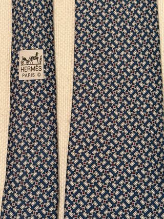 Corbata Hermès Azul Verdoso