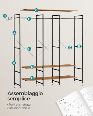 Armadio Portatile per Vestiti, Guardaroba Pieghevo