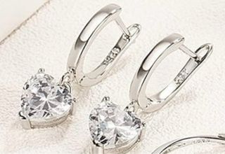Set 3 pezzi argento 925 cristalli cuore