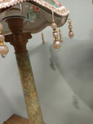 Coppia Lampade Stile Antico Tessuto Floreale