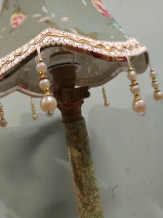 Coppia Lampade Stile Antico Tessuto Floreale