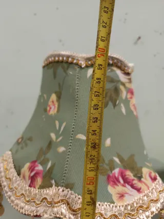 Coppia Lampade Stile Antico Tessuto Floreale