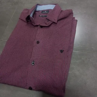 Camisa Caramelo regular fit Rayas Negras y Rojas