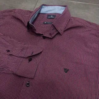 Camisa Caramelo regular fit Rayas Negras y Rojas