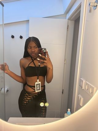 Conjunto 2 piezas top y pantalón cuerdas