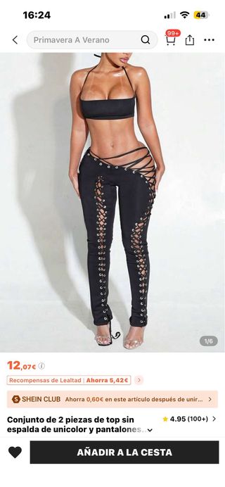 Conjunto 2 piezas top y pantalón cuerdas