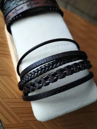 Pulsera de cuero trenzado para hombre