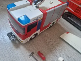Lote Playmobil Avión y Camiones Bomberos