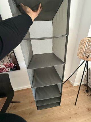 Zapatera de tela gris, organizador