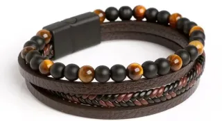 Pulsera de cuero y piedra Ojo de tigre