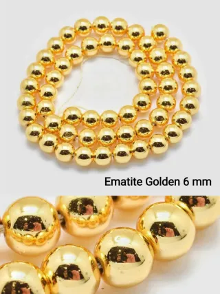 Ematite - Perline Golden  6 mm.