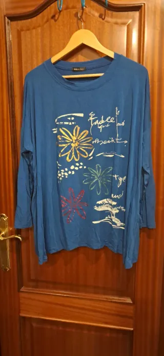 Camiseta azul mujer talla única