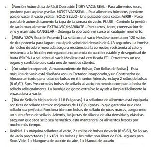 Envasadora al Vacío Mesliese 120W