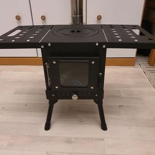 Estufa de leña portátil de acero con chimenea