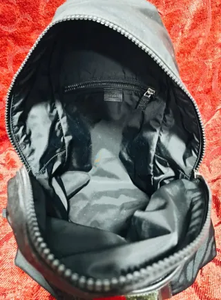 Zaino Gucci Nero con Strisce Verdi e Rosse