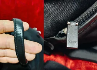 Zaino Gucci Nero con Strisce Verdi e Rosse