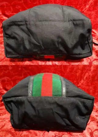 Zaino Gucci Nero con Strisce Verdi e Rosse