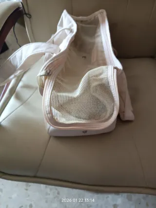 Transportín para perro/gato beige y rosa