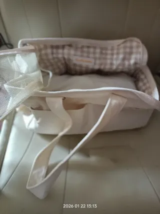 Transportín para perro/gato beige y rosa