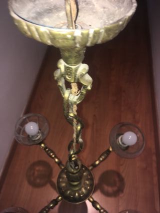 Lámpara de bronce antigua 4 luces