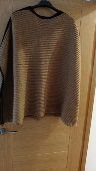 Poncho Mujer Invierno marrón y Negro Talla Única