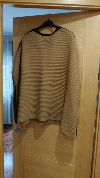 Poncho Mujer Invierno marrón y Negro Talla Única