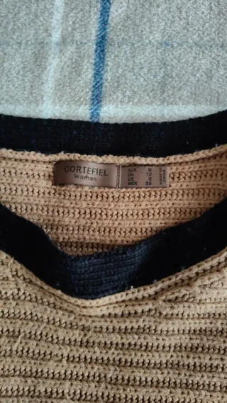 Poncho Mujer Invierno marrón y Negro Talla Única