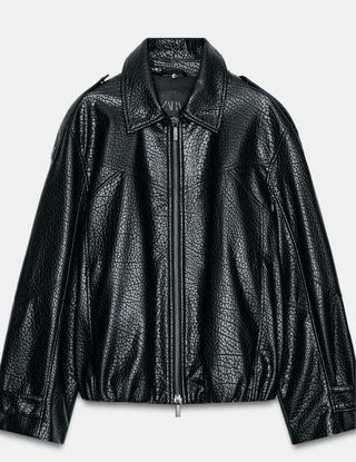 Chaqueta Zara Negra Piel Sintética Borrego