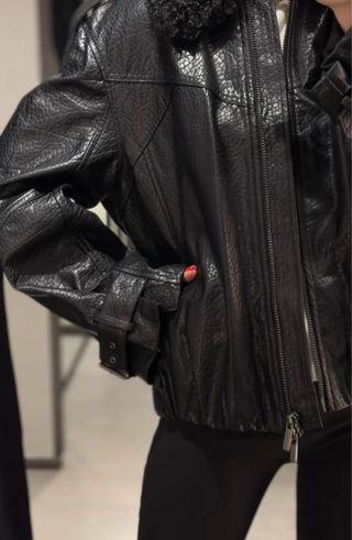 Chaqueta Zara Negra Piel Sintética Borrego