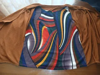 Camiseta Talla Grande Mujer XXL Marrón Multicolor